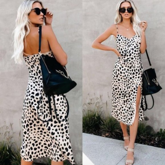 VICI Fast Feline Leopard Midi Slip Dress